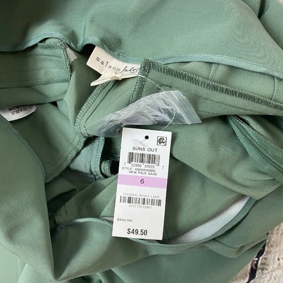 Maison Jules NWT Green Pleated Cropped Capri Pants 6 - Picture 6 of 6